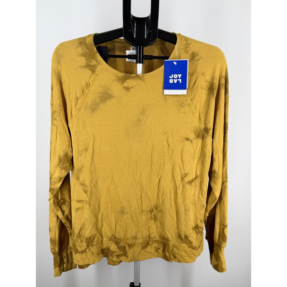 Joy Lab Womens Mustard Yellow Tie Dye Raglan Sweatshirt Long Sleeve Size Medium